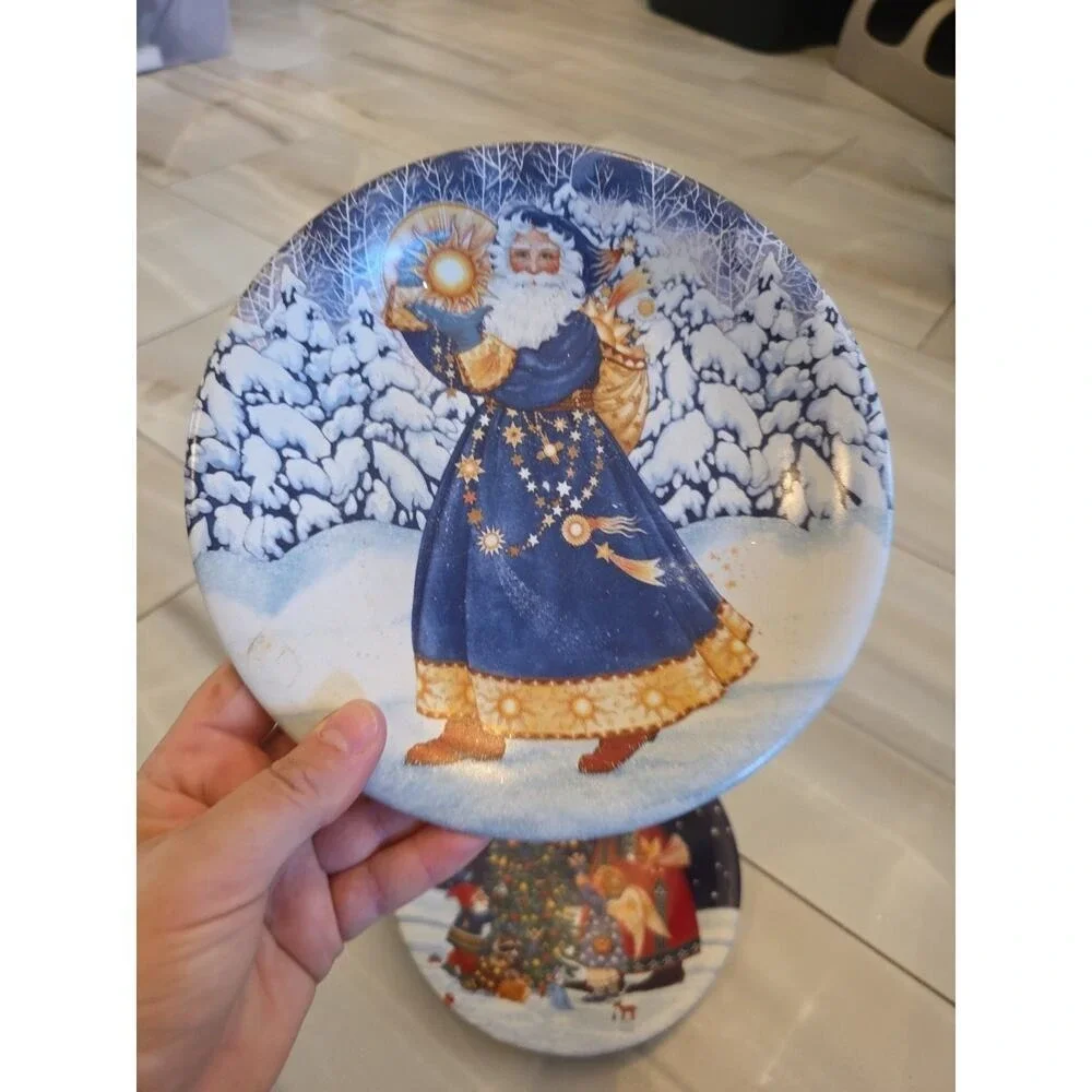 Certified International Starlight Santa Night Time Edition 2 Pc Salad Plates